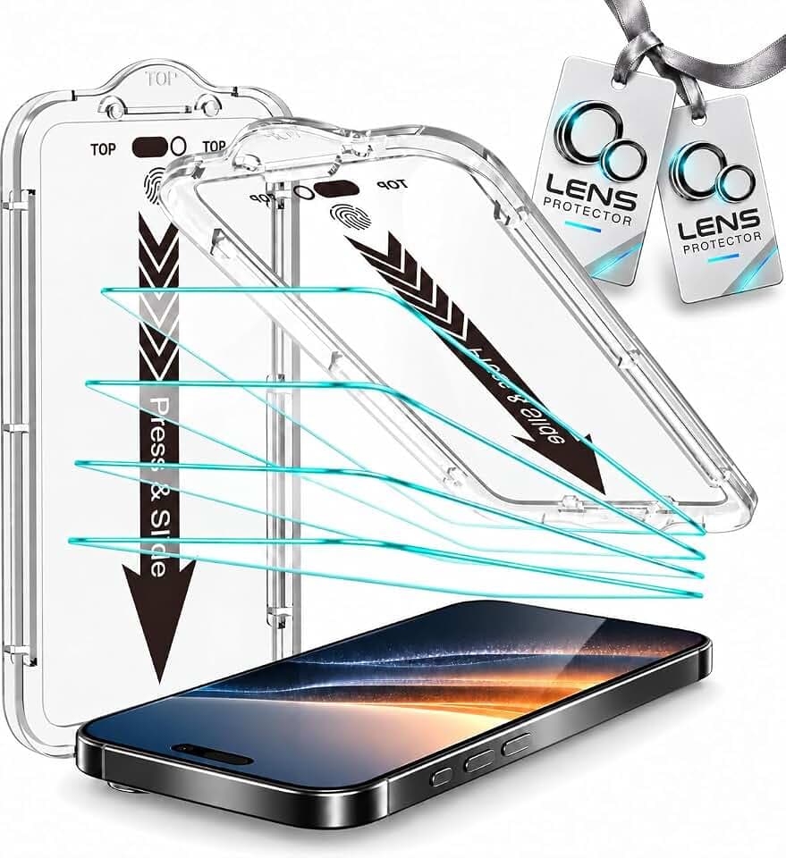EZ-GLAZ-4+2 Pack for iPhone 16 Plus Screen Protector (6.7") HD Clear