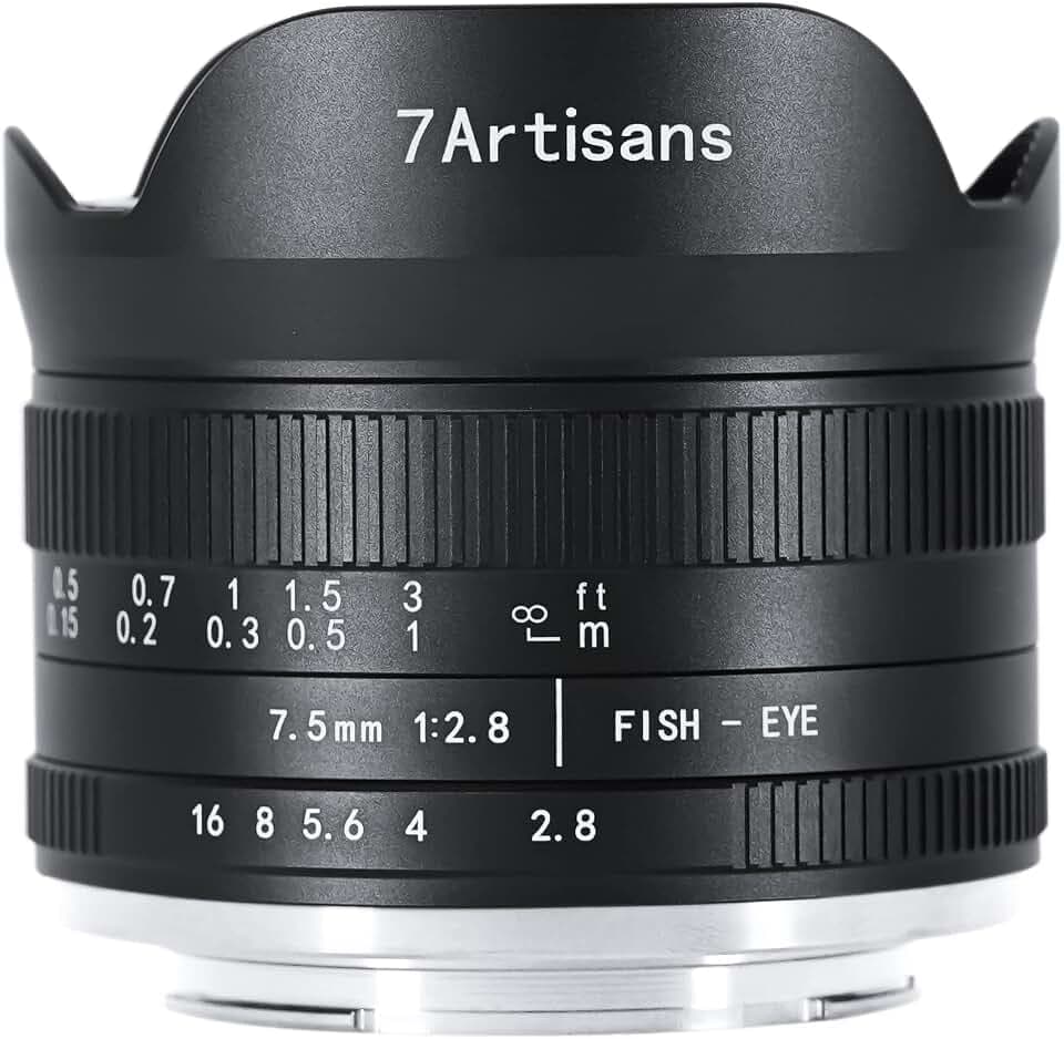 7artisans 7,5 mm f2.8 Mark II APS-C Fischaugen-Weitwinkel-Objektiv für spiegellose Canon R Mount Kameras R RP R5 R6