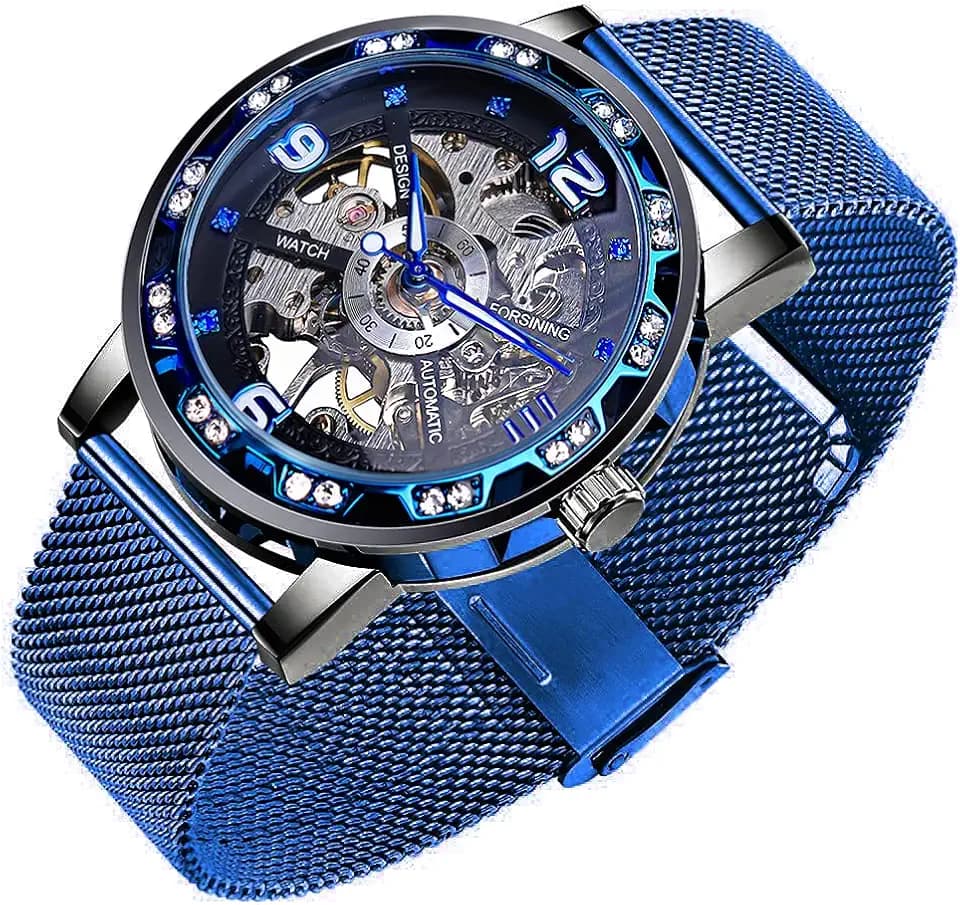 Transparent Fashion Diamond Luminous Gear Movement Royal Design Men Top Brand Luxury Male Mechanical Skeleton Wrist Watch