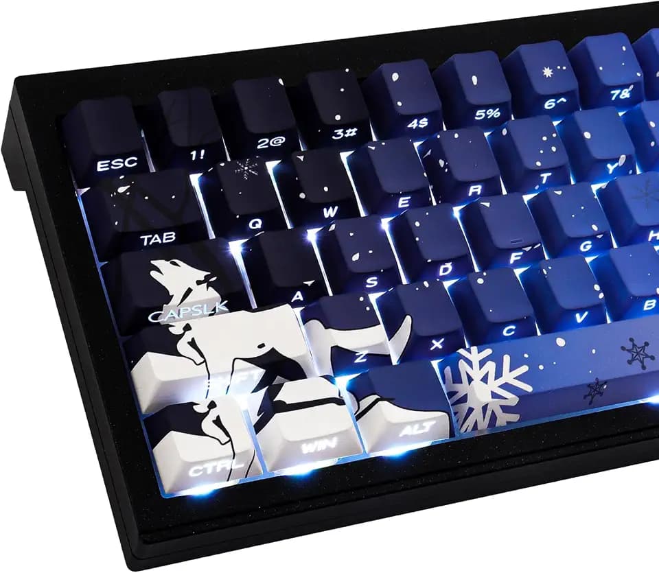 Snow Wolf - Side Print Keycaps 75 Percent, Shine Through Custom Key caps