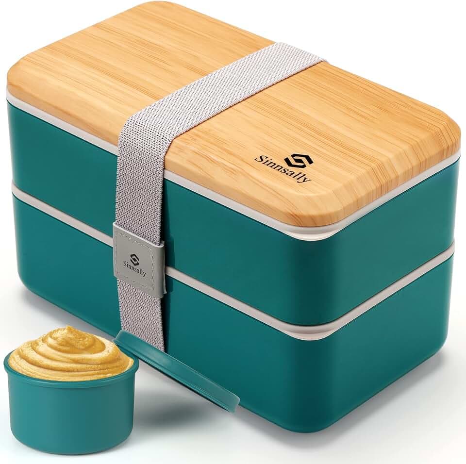 Sinnsally Lunch Bento Box Japanisch für Erwachsene,1400ml Brotdose mit Fächern Lunchbox mit Besteck,Vesperbox Brotzeitbox Brotbox Essensbox Frühstücksbox Vesperdose Jausenbox