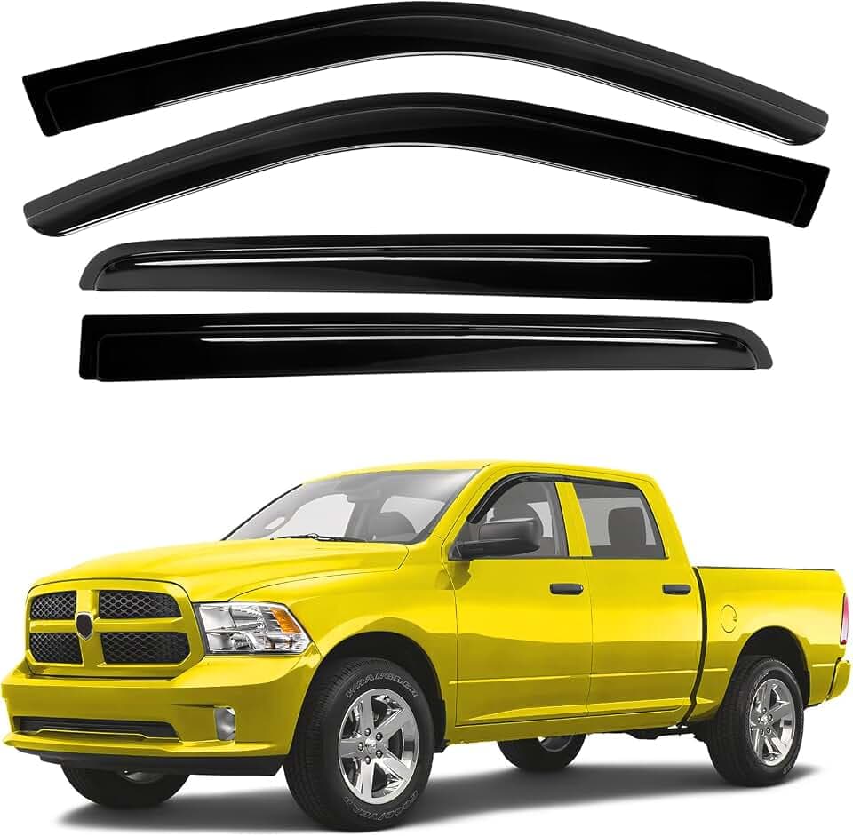 Rain Guards for Dodge Ram 1500 Crew Cab 2009-2018, 2010-2025 Ram 2500 & 3500 Crew & Mega Cab