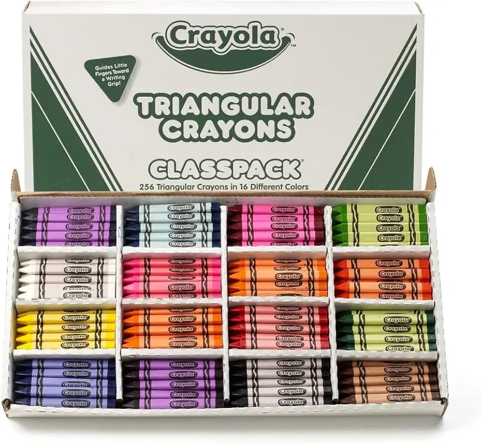 Crayola Triangular Crayon Classpack (256ct), 16 Colors, Bulk Toddler Crayons, Teacher Classroom Must Haves, School Supplies, Preschool & Kindergarten