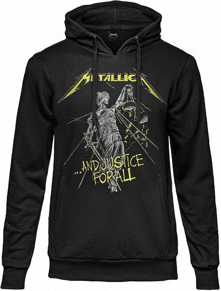 Metallica Offizielles Sweatshirt And Justice for all. Unisex-Kapuzenpullover aus Baumwolle. Regular Fit für Erwachsene und Jungen