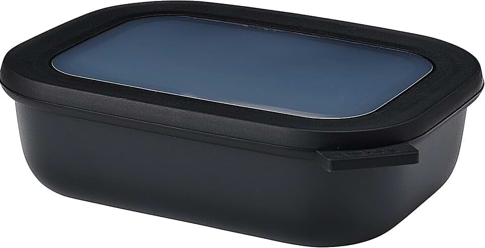 Mepal Multi Bowl Cirqula Rectangular - Mikrowellen Geschir - Geeignet als Luftdichte Aufbewahrungsbox für den Kühlschrank, Mikrowellengeschirr & als Frischhaltedosen - 1000 ml - Nordic black
