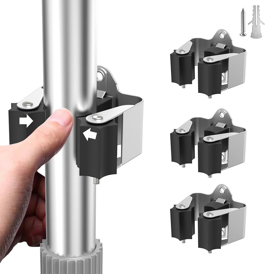 GARTOL 3 Stück Gerätehalter,Besenhalter Wand, Gartengerätehalter, Wandhalterung für Wischmopp, Besen, Schaufel, Werkzeuge