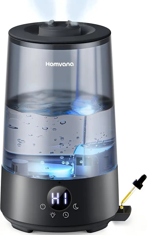 Homvana Luftbefeuchter Schlafzimmer Topfill, 360° Cool Mist(3.6L,Schwarz)