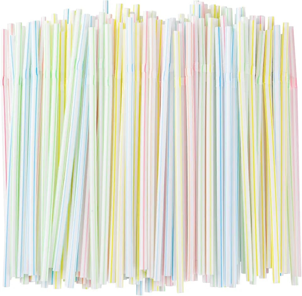 [200 Pack] 8.5" High Flexible Plastic Straws