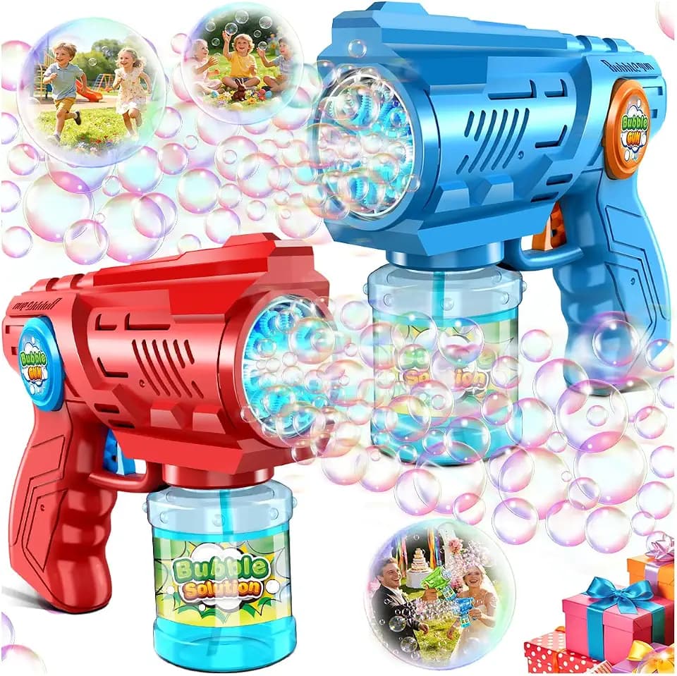 Lightweight Bubble Gun for Kids 3-6: 2 Pack Easy to Hold 15000+ Bubbles/Min