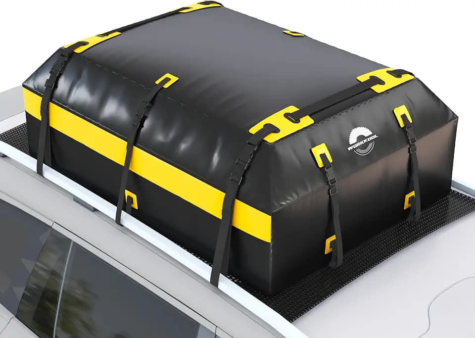 Rooftop Cargo Carrier Vehicle Soft-Shell Carriers, Heavy Duty Car Roof Bag Waterproof Without Rack, Car Topper Luggage Carrier-with 6 Hooks&Mat(19.4 Cuft)