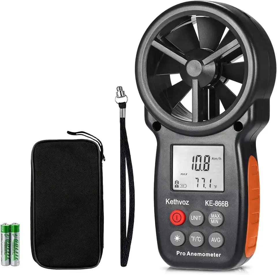 Windmesser Windmessgerät mit Windchill-Index, Kethvoz Hand Anemometer 866B