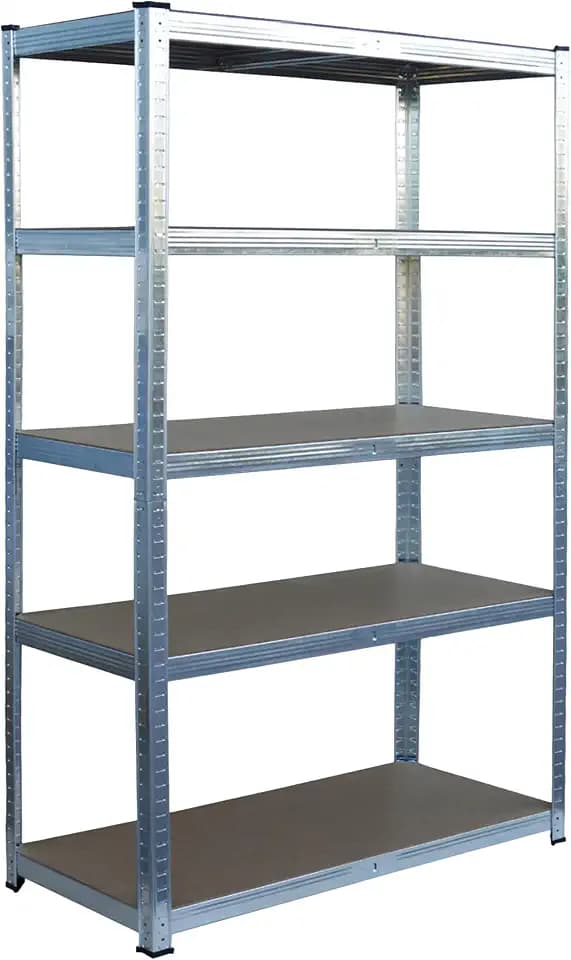 Relaxdays Schwerlastregal, 5 Ebenen, Größenwahl, 875 kg Tragkraft, Stahl, Lagerregal für Keller & Garage, Silber