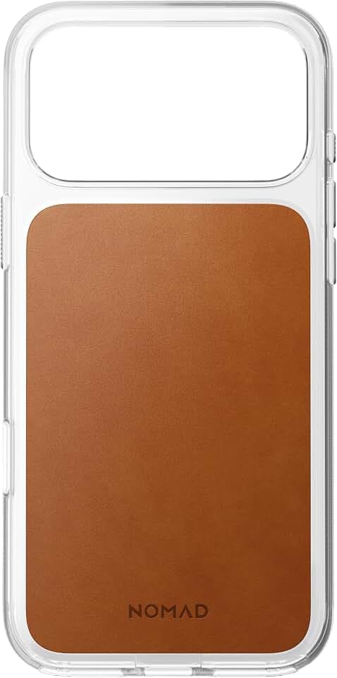 NOMAD Clear Leather Case | iPhone 18 Pro Max | Transparente Schutzhülle mit hochwertigem Echtledereinsatz | MagSafe kompatibel | Saddle Horween