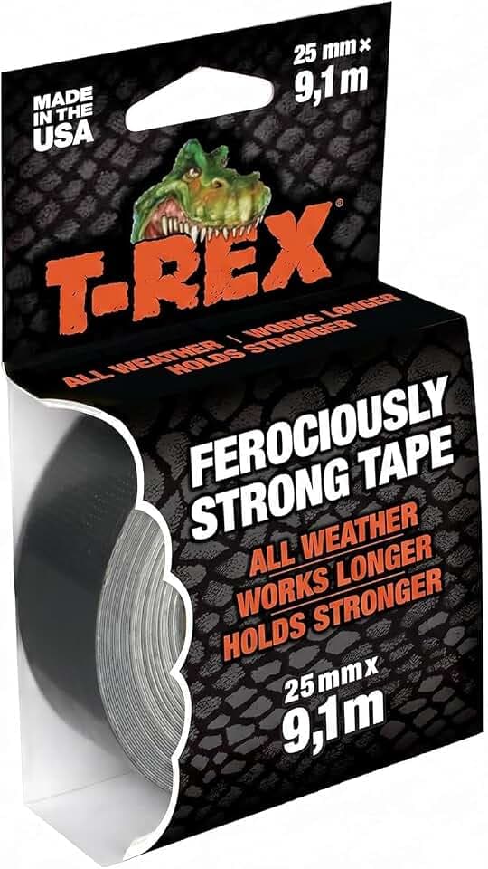 T-REX Tape 821-25 Gewebeband – Extrem starkes Panzertape – Wasserdichtes Reparaturband für innen & außen – Klebeband zum Reparieren & Befestigen – 25mm x 9,10m
