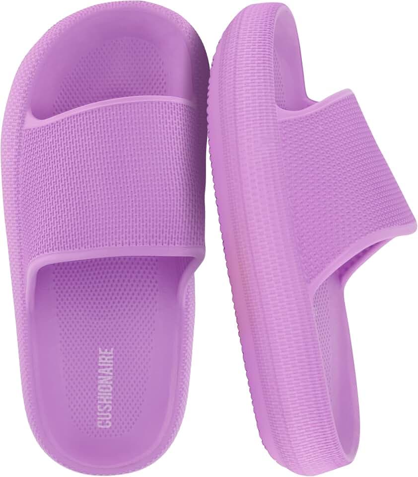 CUSHIONAIRE Feather-K Cloud Slides, EVA Waterproof Pool Sandals for Kids
