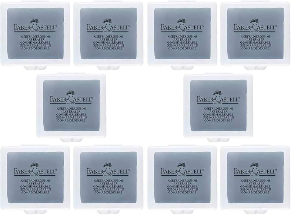 Faber-Castell 127220 - Knetradiergummi Art Eraser, grau (Grau | 10er Pack)