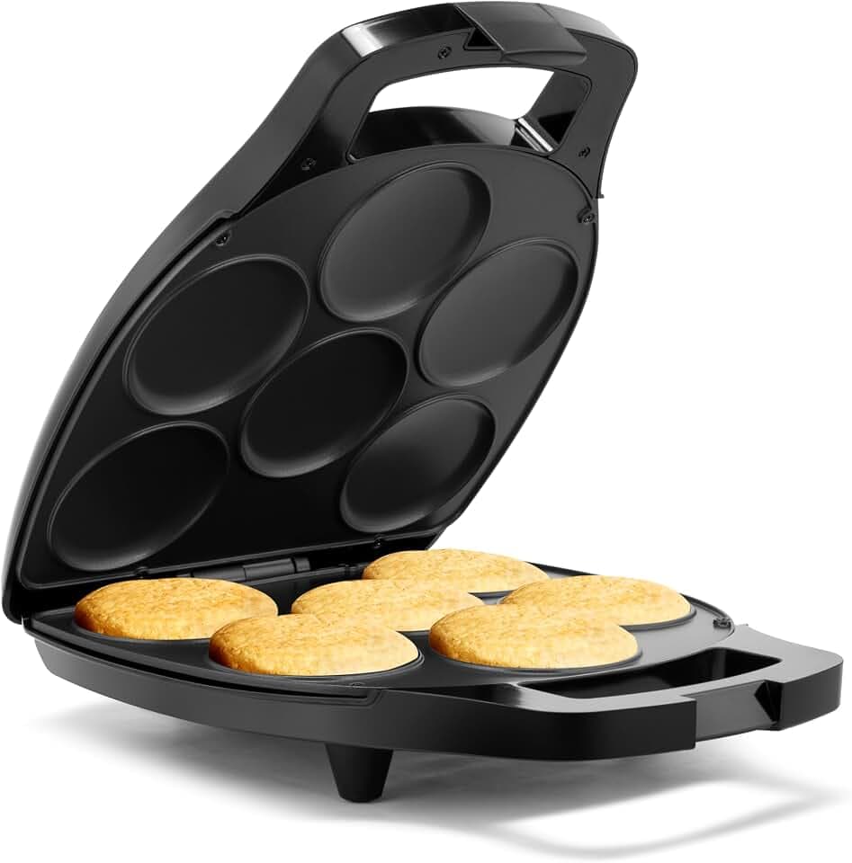 Holstein Housewares Non-Stick 6-Section Multi-Food Maker - Arepas, Mini Pancakes, Corncakes and More - Black,12 Inch