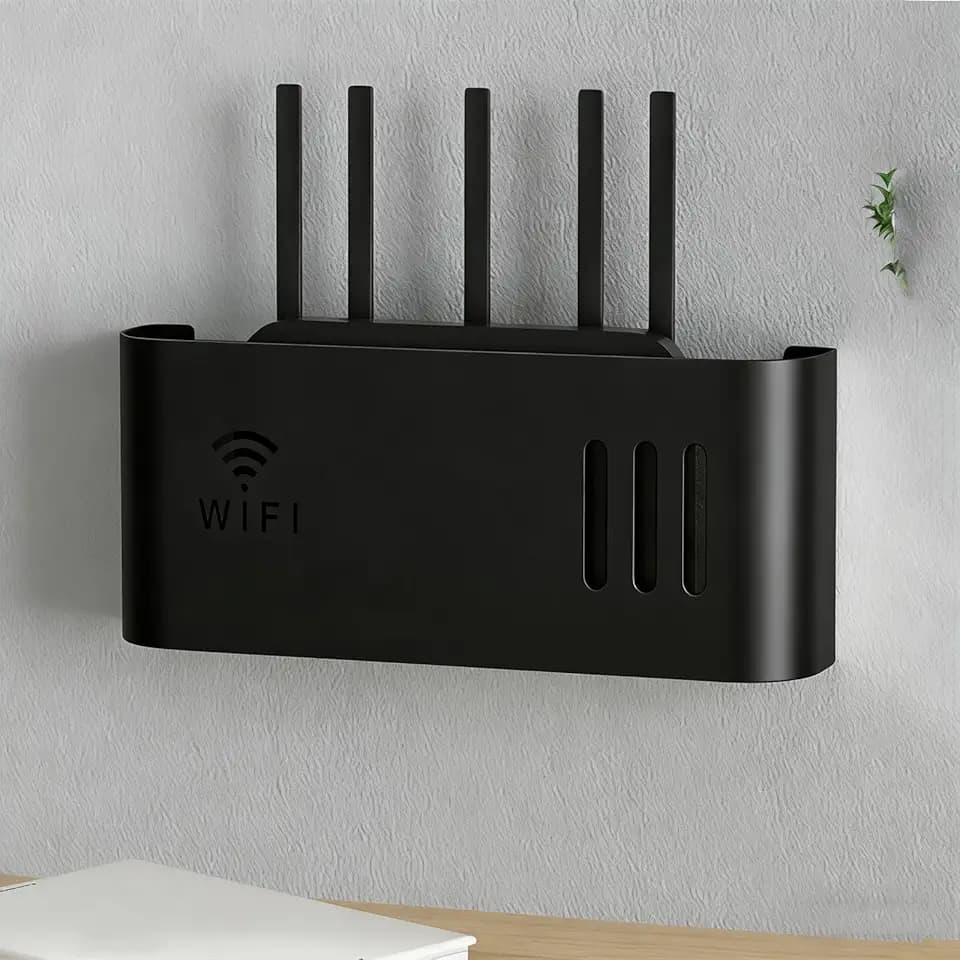 Wand Router Aufbewahrungsbox Weiß WLAN Box Router Regal TV Kabel Verstecken Box Router Kabel Cable Organizer Box WiFi Router Storage Box(Color:Black)