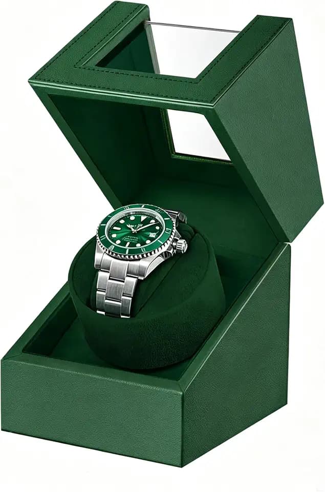 Single Automatic Watch Winder,Quiet Japanese Motor,Battery/AC Powered