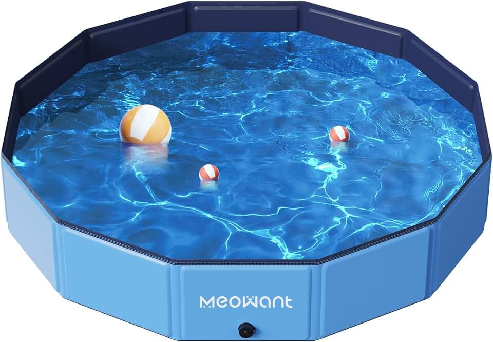 Meowant Hundepool Faltbar, Hundebadewanne, Planschbecken Groß Verdickt PVC, Extra Großer Outdoor-Faltbarer Pool, Tragbare Rutschfestes Hundeplanschbecken, Keine Pumpe Benötigt(160 x 30 cm)