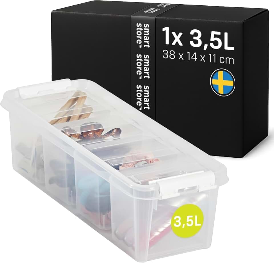 SmartStore Aufbewahrungsbox mit Deckel | kleine 3,5L Box | 38x14x11cm