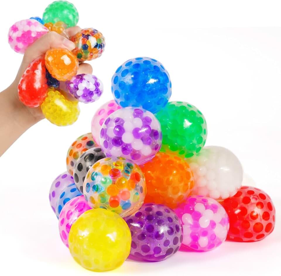 Ainiv 24 Stück Anti Stress Spielzeug Set Mesh Stressbälle Squishy Balls