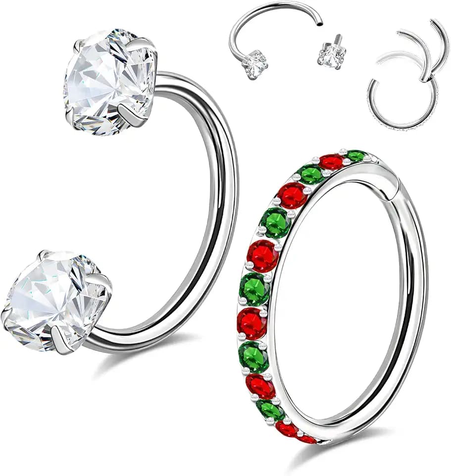 ONESING Horseshoe Nose Ring and Nose Hoop 16G Stainless Steel Hoop Nose Rings for Women Men Horseshoe Nose Piercings Jewelry for Septum Daith Tragus Helix Rook Eyebrow Lip Piercing Inner 6mm/7mm/8mm