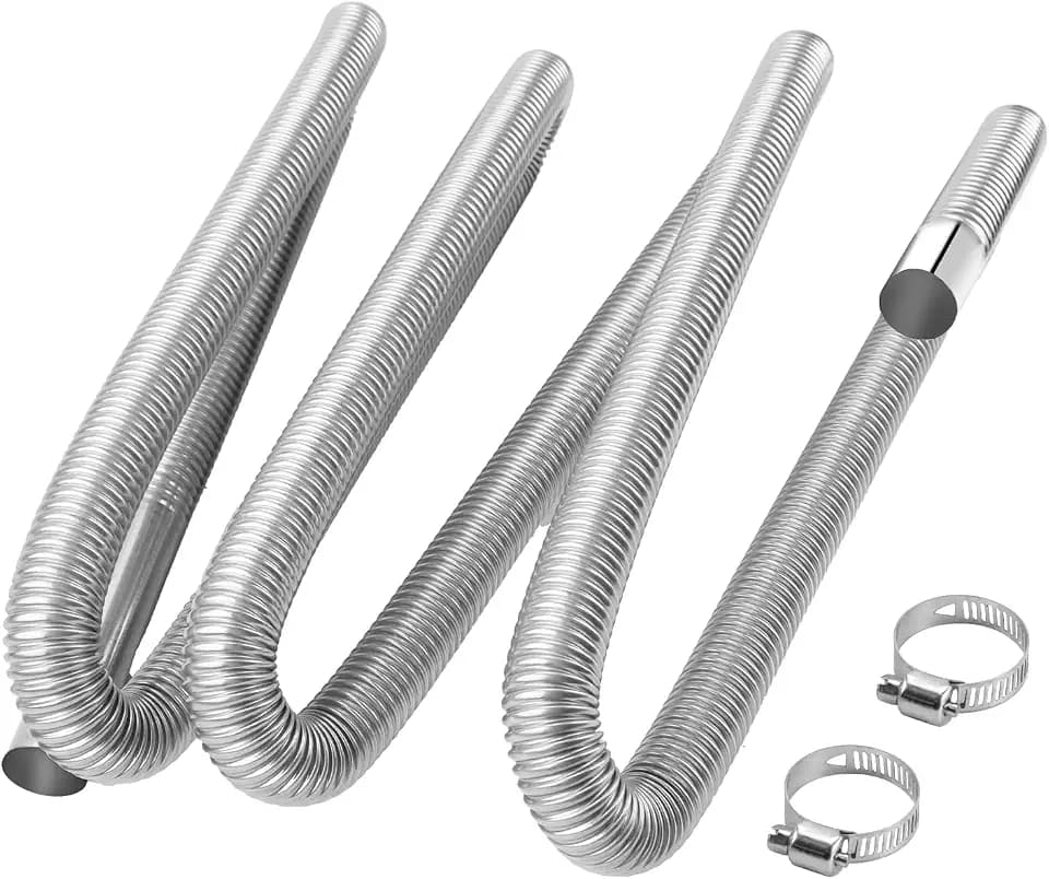 1 inch Stainless Steel Exhaust Hose, 118.1" Flexible Exhaust Pipe,Diesel Heater Flexible Exhaust Tubing with 2 Hose Clamps Generator Exhaust Hose Parking Air Heater Fuel Tank Diesel Gas