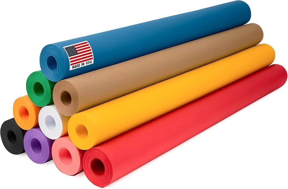 36" x 1200" (100 ft) 10 Rolls of Multi-Color Kraft Paper, 45 lbs/66 GSM