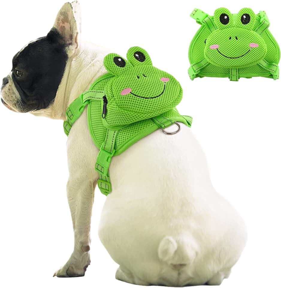 IDOMIK Dog Backpack Harness, No-Pull Dog Backpack with D-Ring,Frog,M