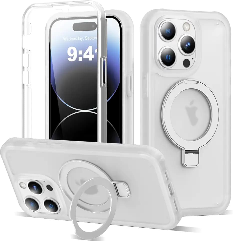Compatible with iPhone 14 Pro Case with Stand 6.1",White