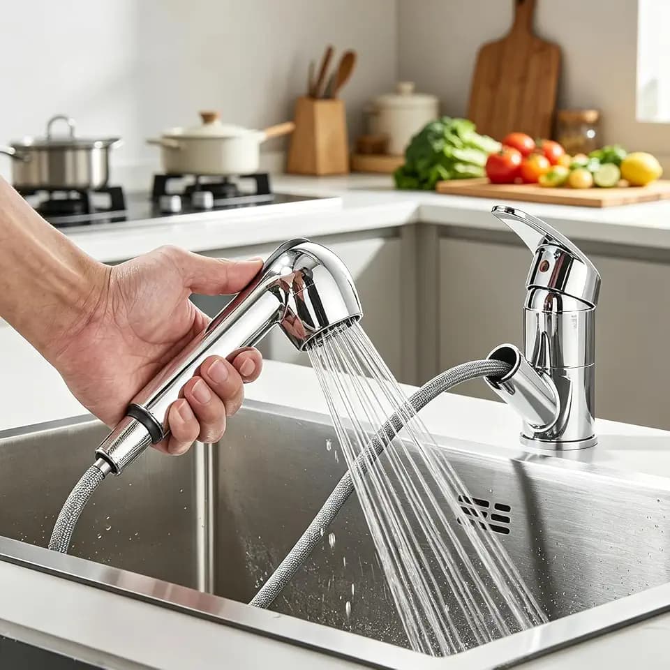 Wasserhahn Küche Ausziehbar Chrom mit 2 Sprühmustern