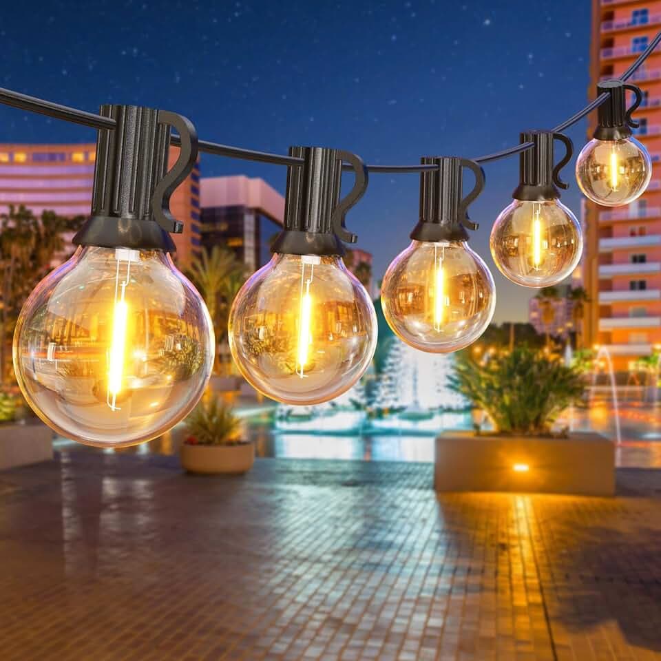 Lichterkette Outdoor Außen LED Strom, GPATIO 18M Lichterketten mit 31 Bulbs