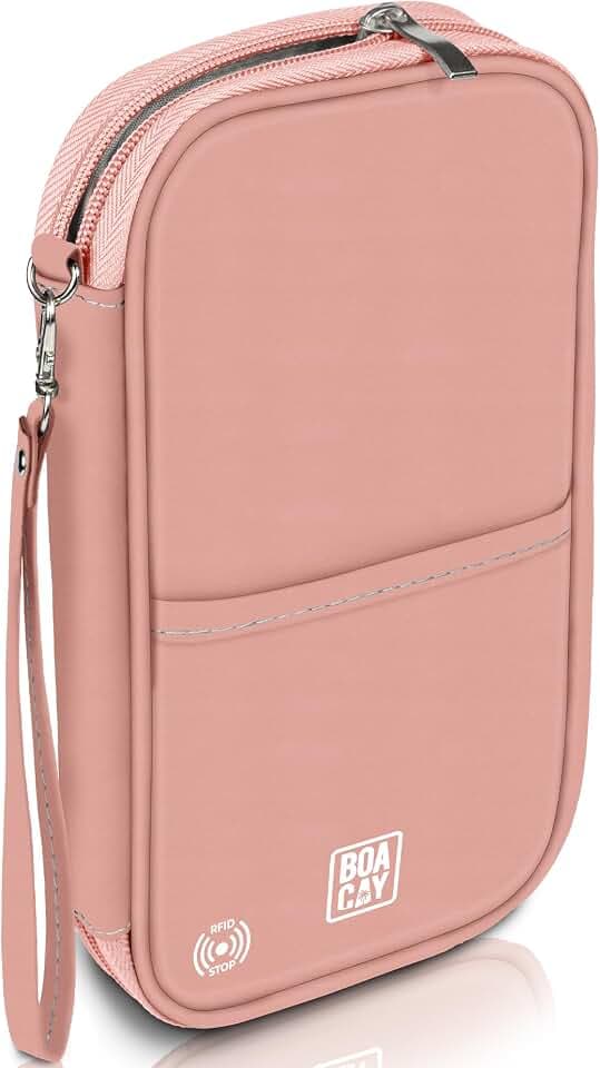 BOACAY Travel Document Organizer with RFID, Family Passport Holder, Wallet for Women & Men, Portable & Waterproof Case for Cards, Boarding Pass, Money