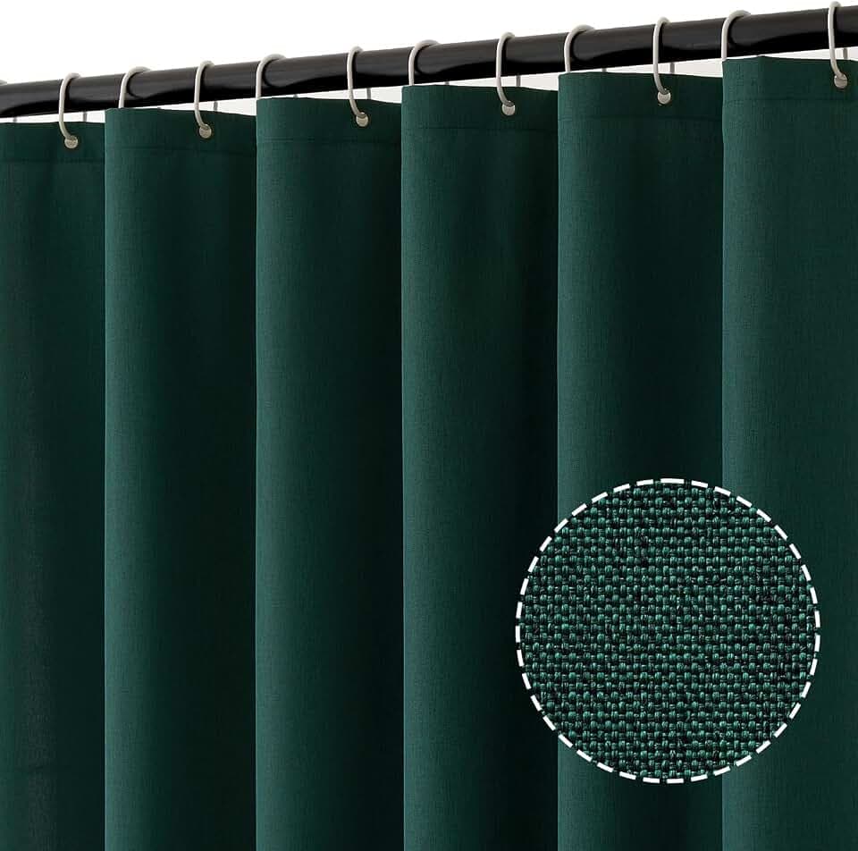 MIULEE Duschvorhang Leinen Texturiert 180x180 cm dunkelgrün Anti Schimmel