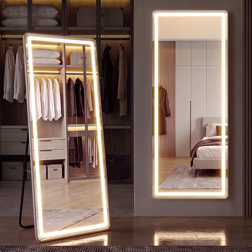 16"x60" Full Length Mirror with Lights, Standing Mirror