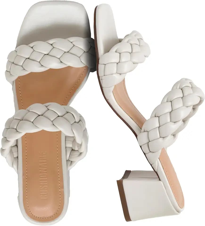 CUSHIONAIRE Onyx Braided Chunky Heels for Women with Block Heel and Memory Foam