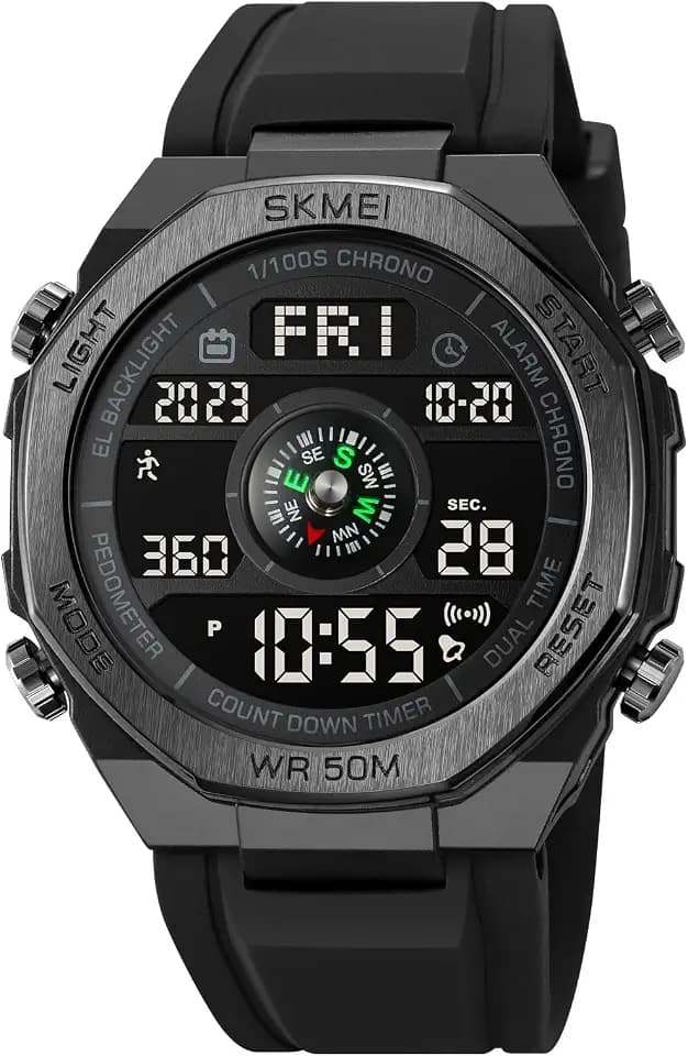 FANMIS Men's Digital Outdoor Sports Watch Pedometer Watch Water Resistant