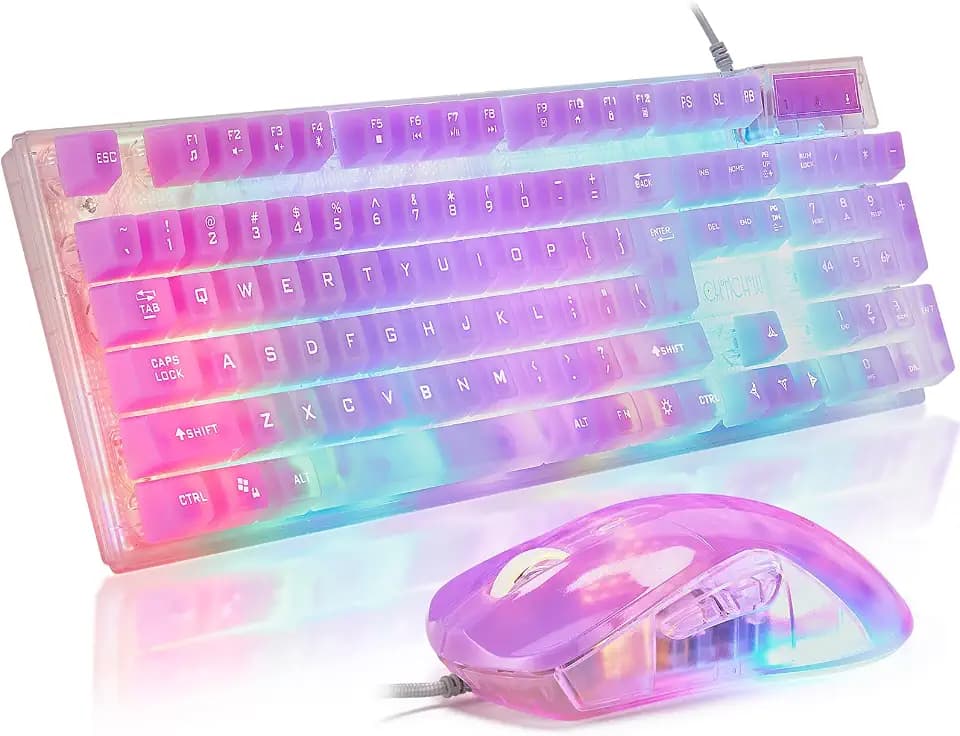 Wired LED Gaming Keyboad and Mouse Combo, 10 RGB Backlit Effects for PC