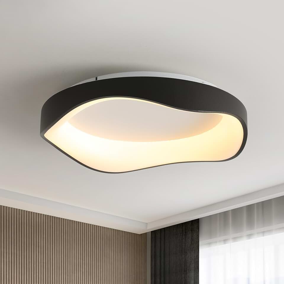 Moderne Led Deckenleuchte,Schwarz Deckenleuchte Dimmbar Minimalistische mit Fernbedienung,42cm 3000K-6500K Led Deckenlampe Für Wohnzimmer Schlafzimmer Küche Flur