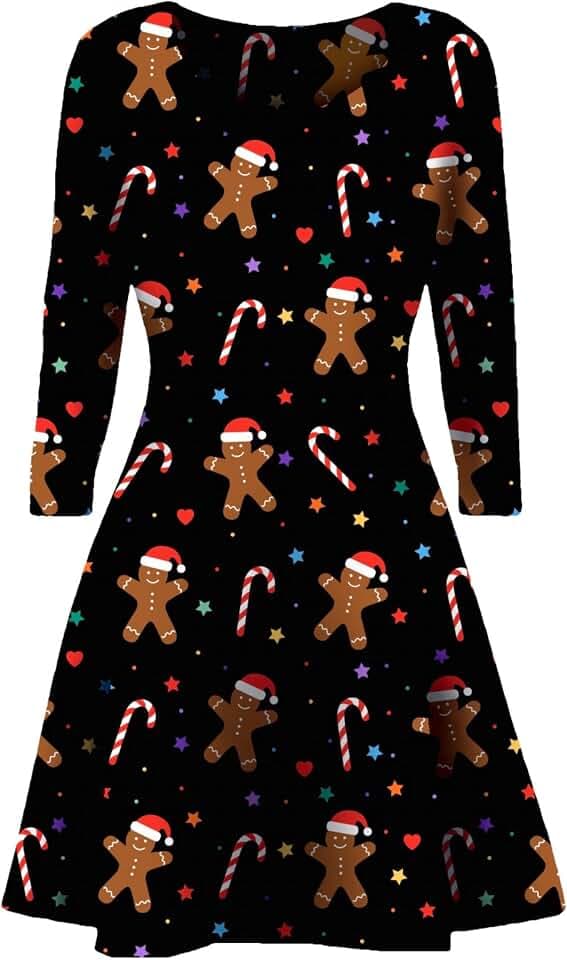 STAR FASHION Neues Damen-Weihnachtsfeierkleid, Schneemann, Schaukelkleid, Neuheit, Bedruckt, Skater-Weihnachtskleid, geheimes, Damen, EU-Größe 34 bis 52