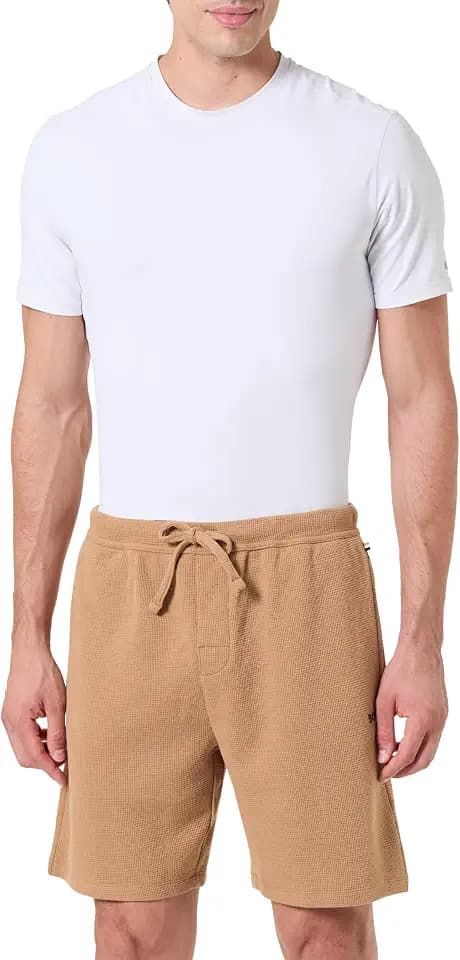 BOSS Herren Waffle Shorts Pyjama-Shorts aus Baumwoll-Mix mit Logo-Stickerei