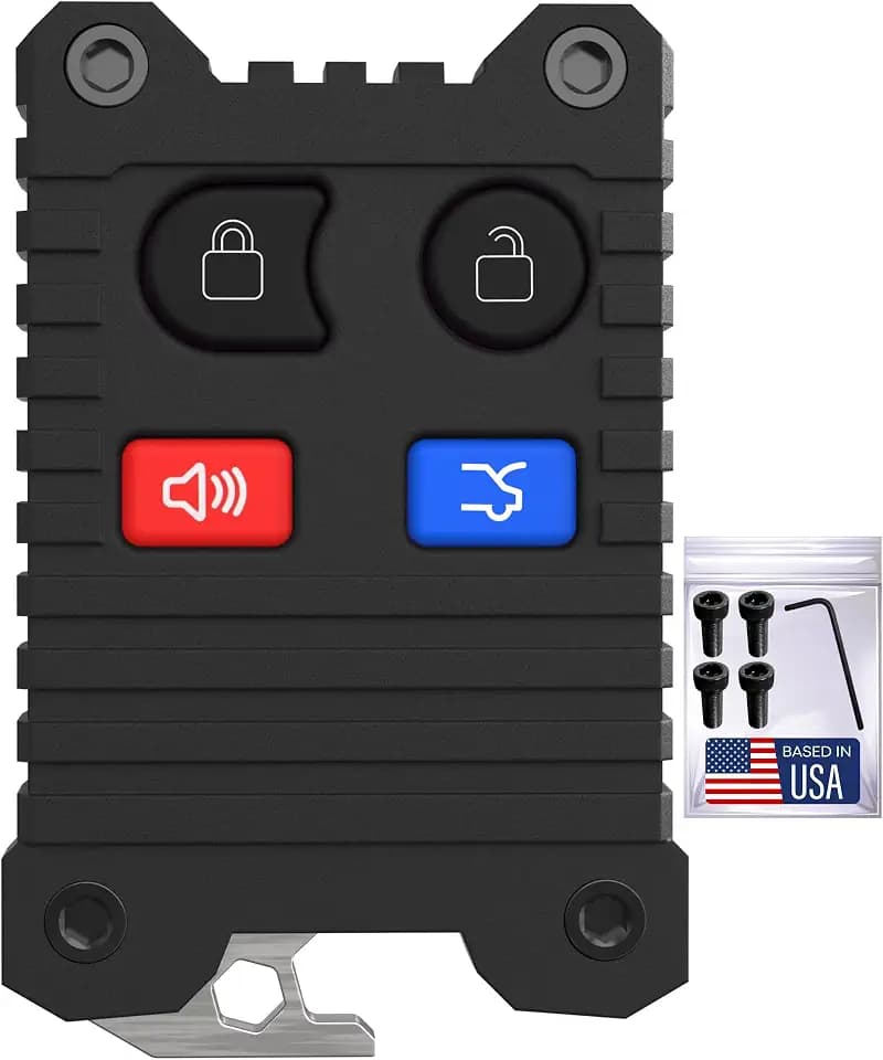 Upgraded Key Fob Case for Ford - 3 & 4 Button Key Cover - Durable Protection - Anti-Slip Grip - Easy Installation - Compatible for Ford F-Series, Explorer, Edge & More (Black Fob, 4 Button)