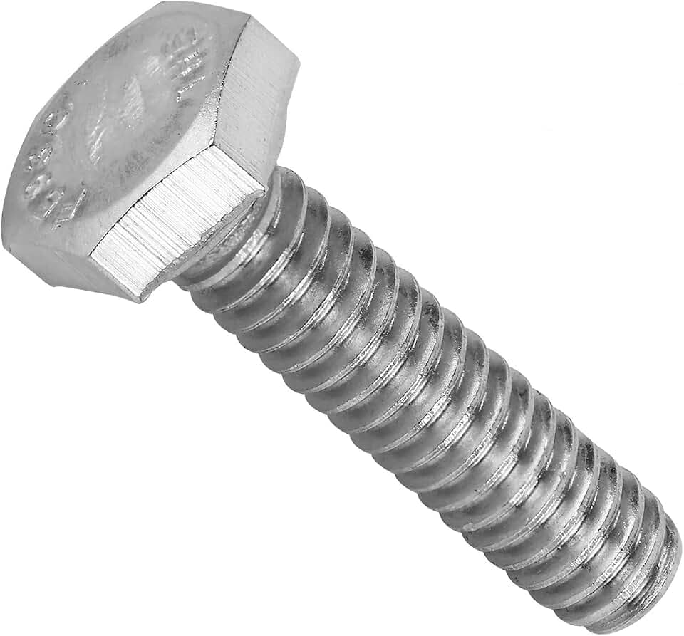 KINJOEK 100 Pieces 1/4-20 x 1 Inch Stainless Steel Hex Bolts, Hex Head Cap Screw Bolts, 18-8 304 S/S Fully Threaded Hexagon Bolts Fastener