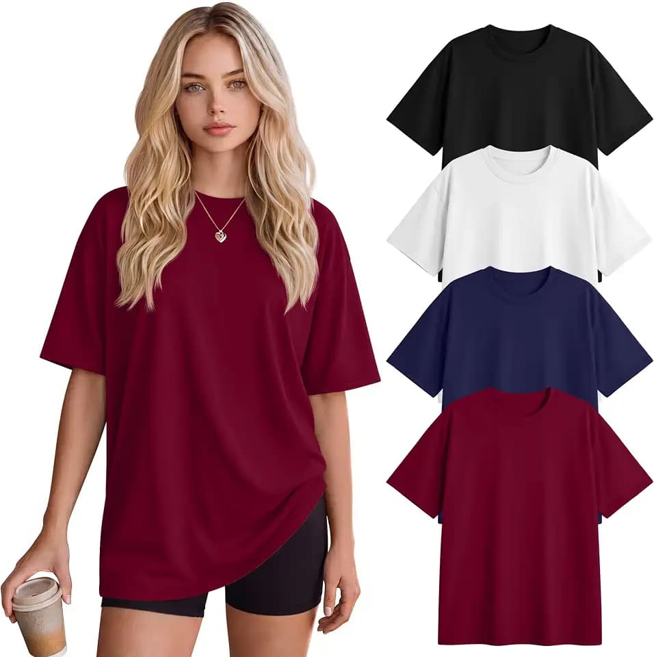 4 Pack Women's Oversized Cotton Shirts