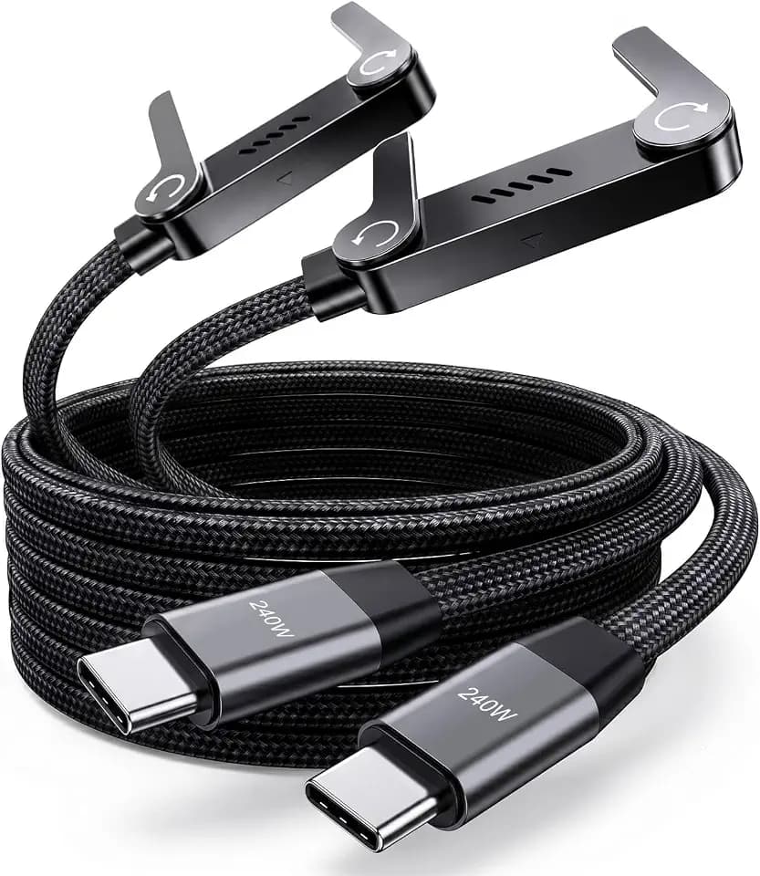 LOOHOI 240W Fast Charging USB-C to USB-C Cable with Built-in Phone Stand
