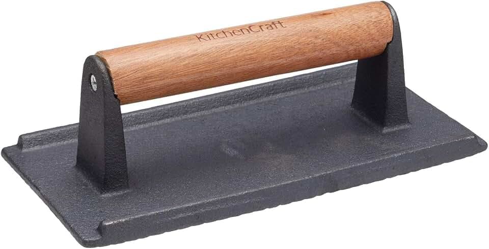 KitchenCraft Gusseisen Burgerpresse, Grill BBQ Bacon Presse, Steak Gewicht, 21 x 11 cm (8,5" x 4,5")