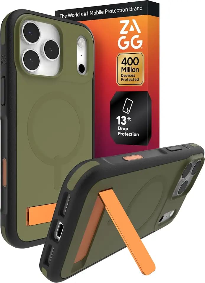 ZAGG Sedona Snap Case with Kickstand for iPhone 17 Pro Max, Green Sea Kelp