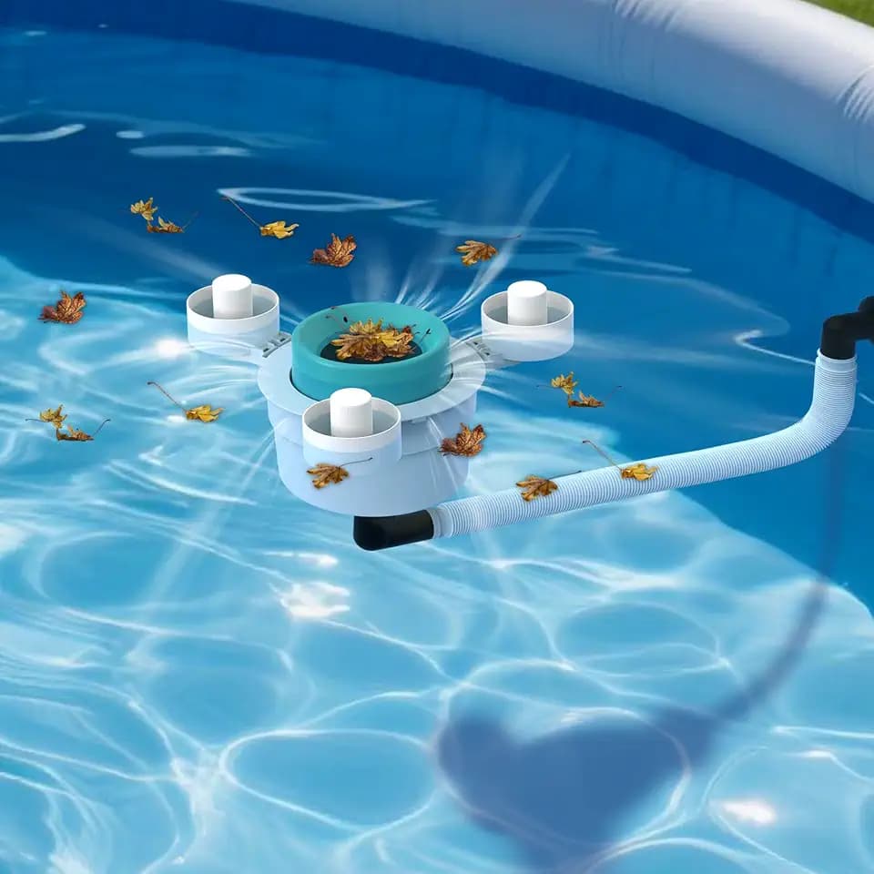 Above Ground Pool Skimmer,No Installation Required, no Adjustable Bracket Required,Comes with 10 Filter Socks, Perfect for Women，Tri-Float Spin Pool Skimmer,Best NEW (Turquoise)