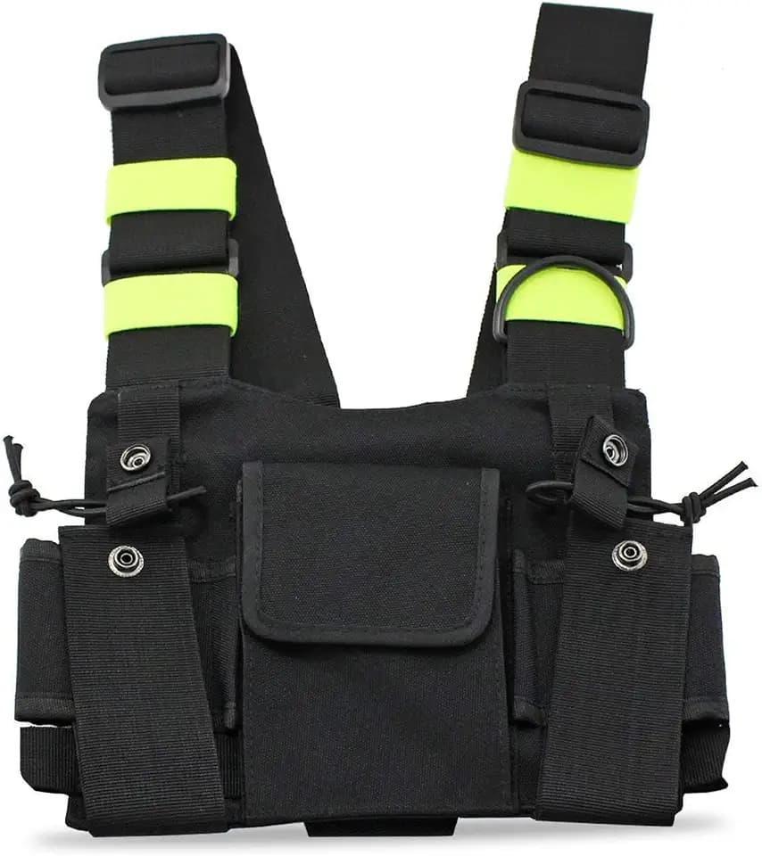 Radio Walkie Talkie Brusttasche, Taktische Weste, Taktische Brusttasche oder Chest Rig zum Tragen von Zweiweg-Funkgeräten (Grün)